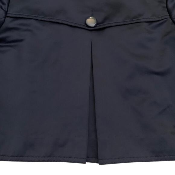 Elegant Navy Blue Satin Cropped Jacket Blazer Size Small Evening Twenty One - Picture 9 of 12